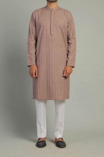 Embroidered Kurta Brown