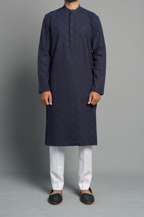 Embroidered Kurta Black and Blue