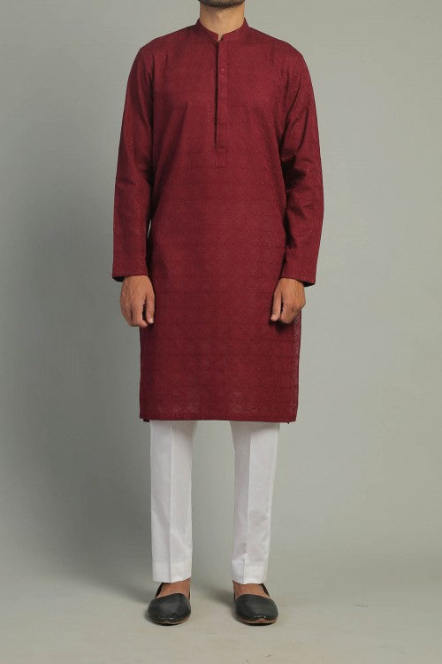 Embroidered Kurta Maroon