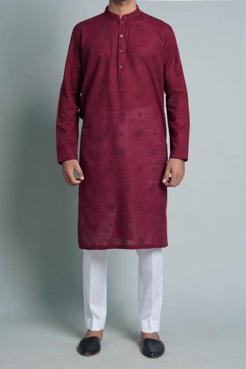 Embroidered Kurta Maroon