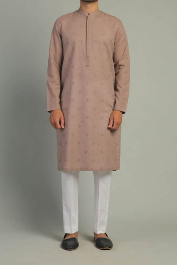 Embroidered Kurta Brown