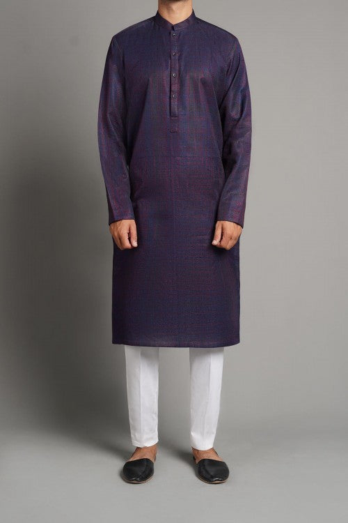 Embroidered Kurta Navy Blue