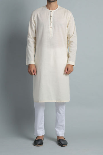 Embroidered Kurta Cream White