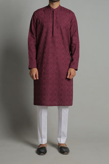 Embroidered Kurta Maroon