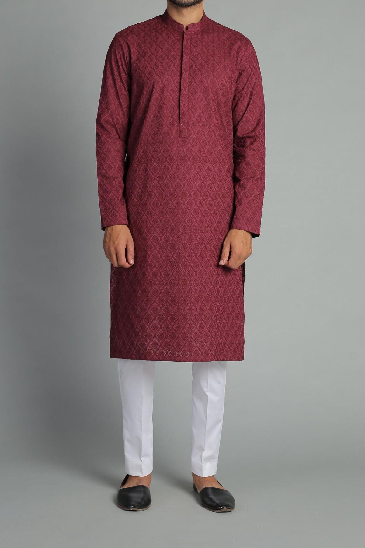 Embroidered Kurta Maroon