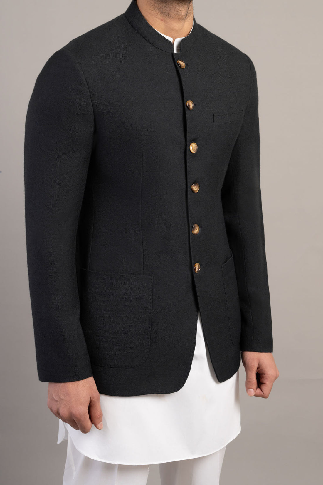 Handloomed Quaid Coat-Black