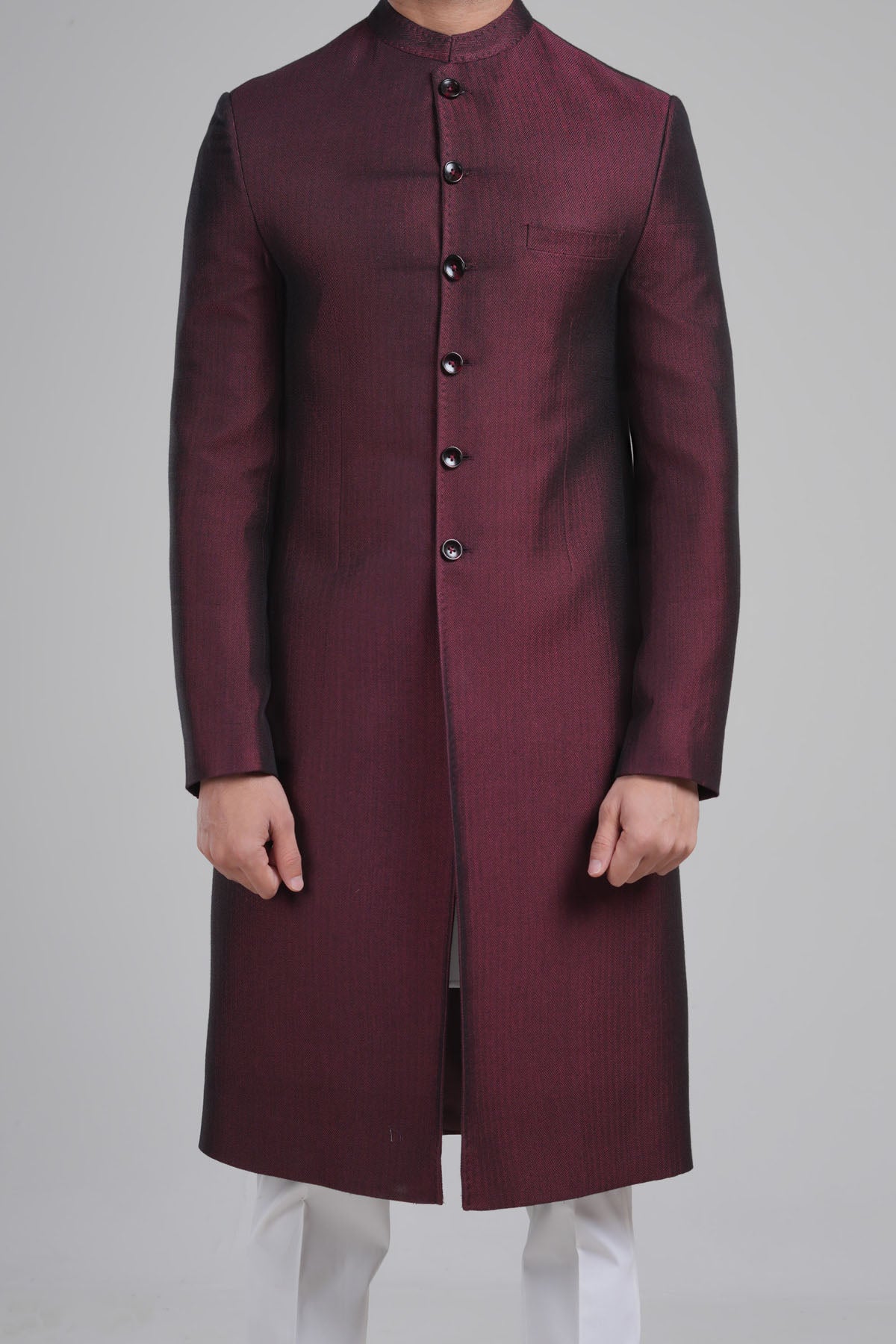 Handloomed Sherwani-Maroon