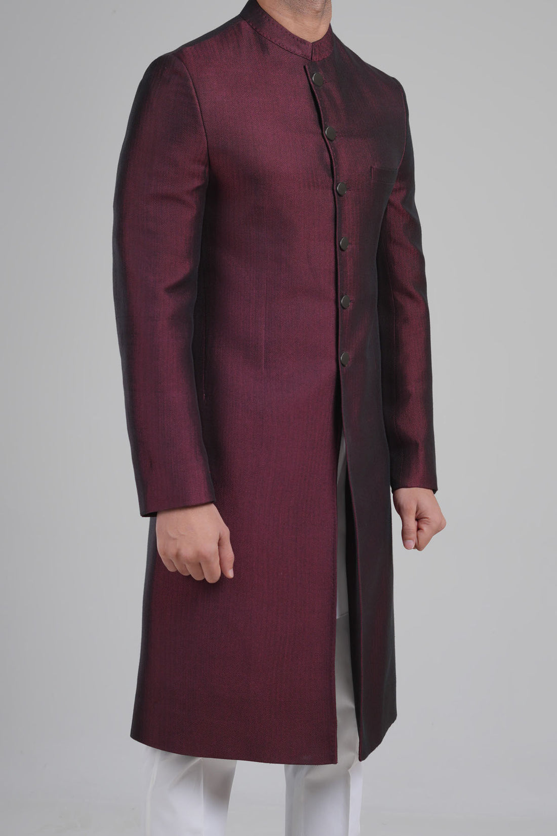 Handloomed Sherwani-Maroon