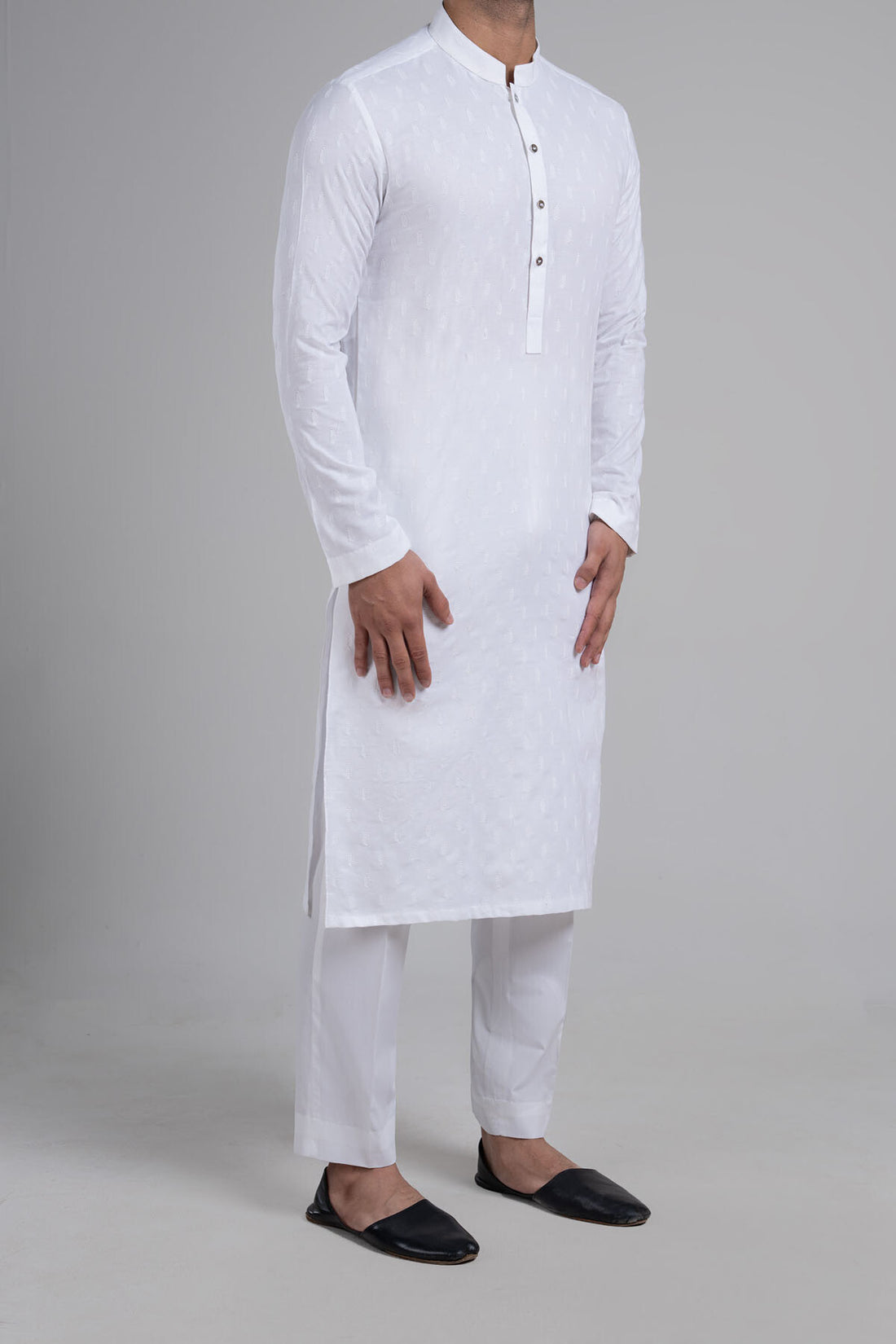 Embroidered Kurta-White