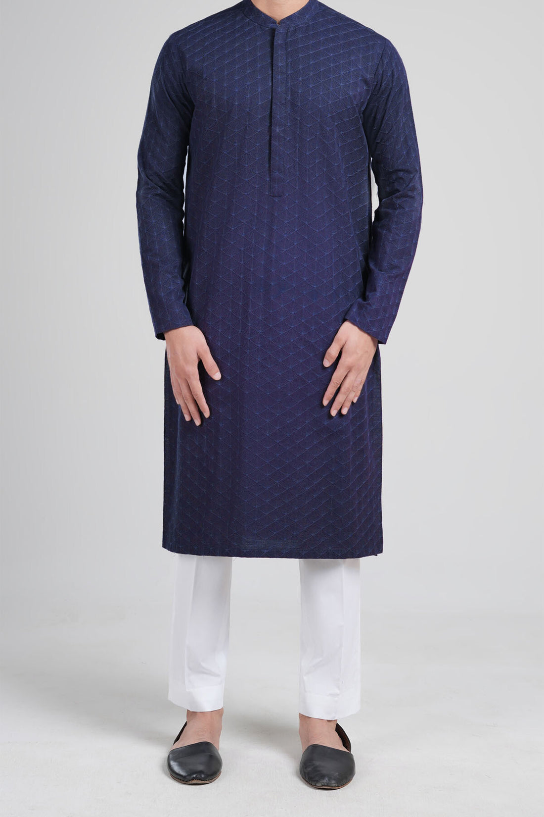 Embroidered Kurta-Blue