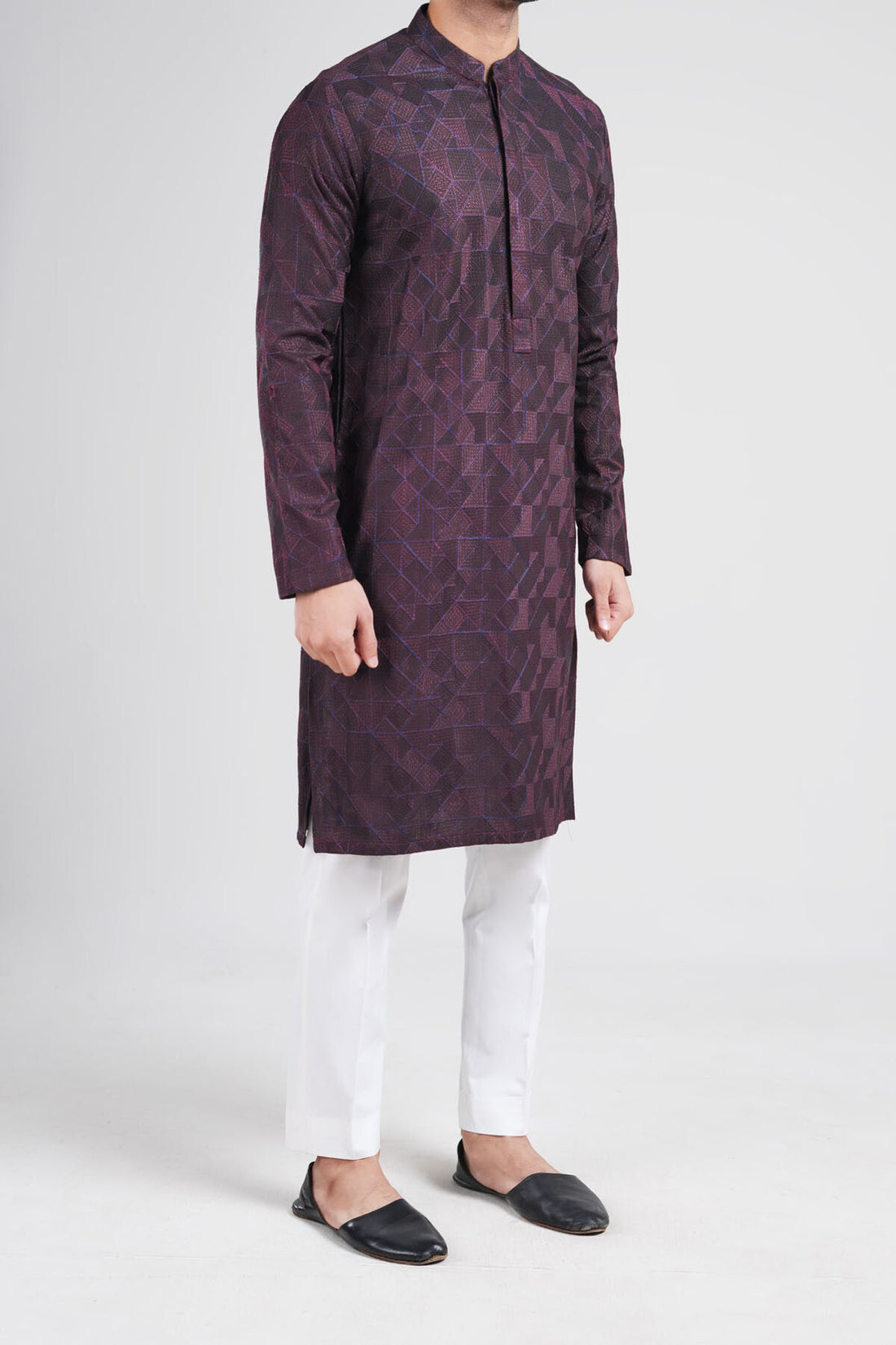 Embroidered Kurta-Black