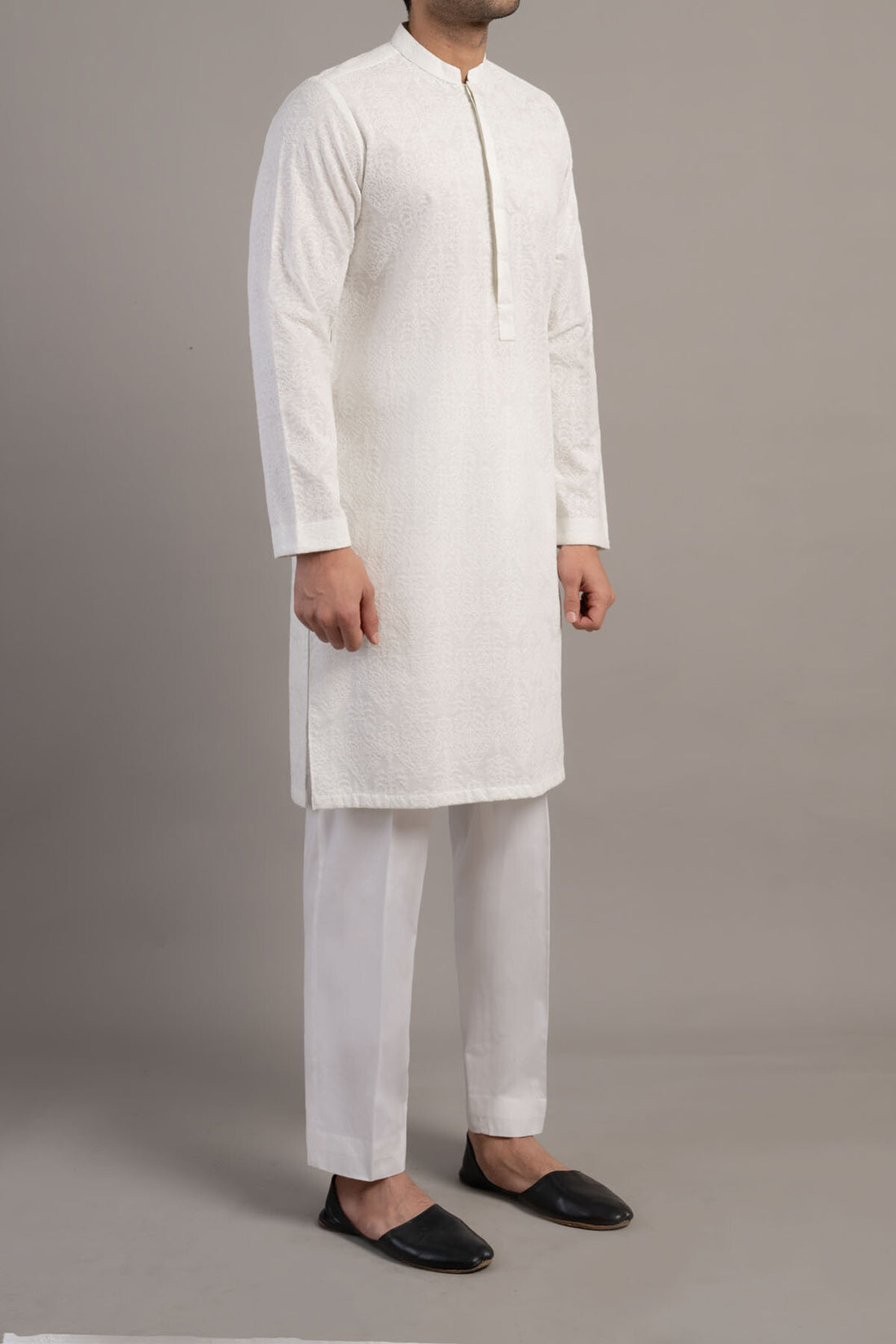 Embroidered Kurta-White