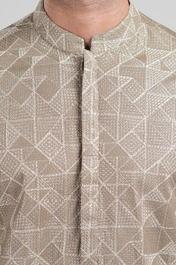 Embroidered Kurta-Beige