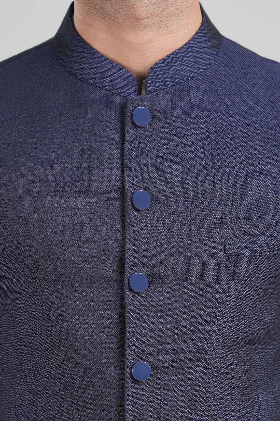 Handloomed Waistcoat-Blue