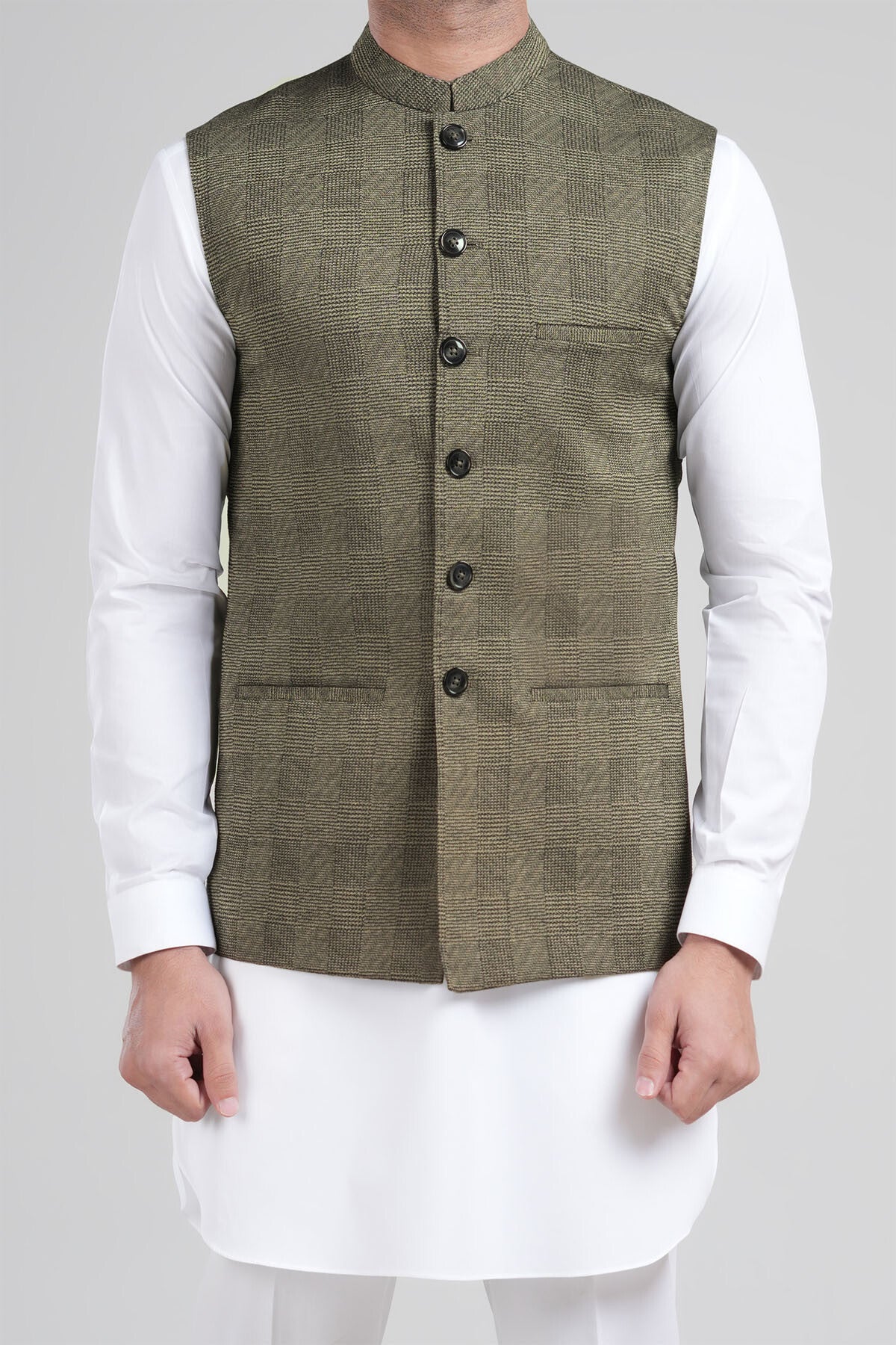 Jacquard Waistcoat-Green