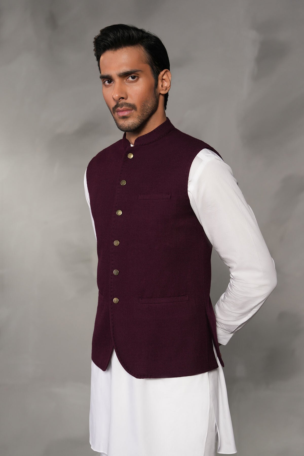 Pashmina Waistcoat -Maroon