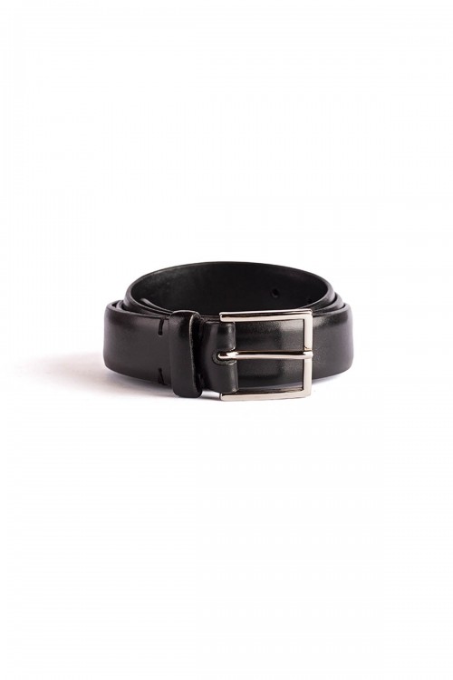 Handmade Leather Belt - Glossy Black