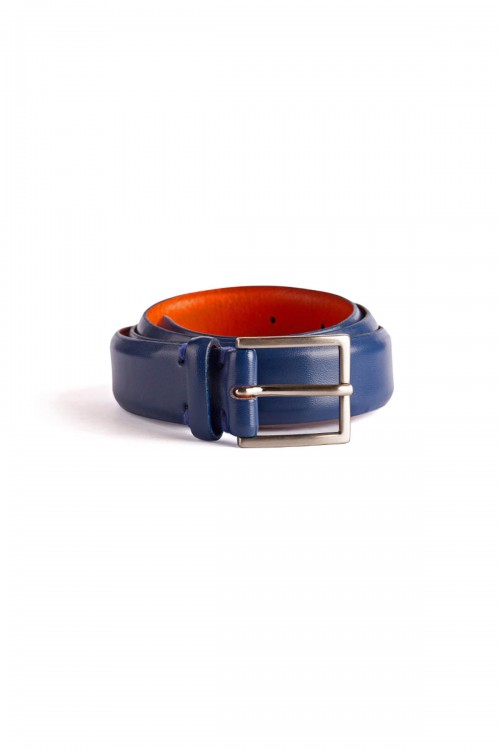 Handmade Leather Belt - Blue