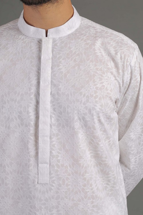 Embroidered Kurta - White