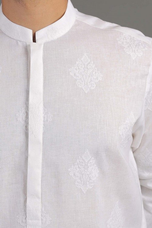 Embroidered Kurta - White