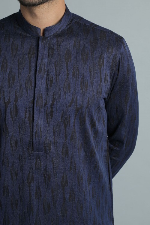 Embroidered Kurta - Blackish Blue