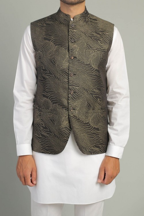 K2 Altitude Inspired Embroidered Waistcoat - Black