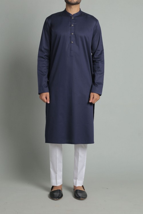 Navy Blue Jacquard Kurta