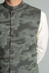 Jacquard Cotton Waistcoat - Army Green